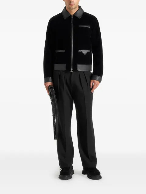 Manière De Voir Tony velvet & leather contrast jacket